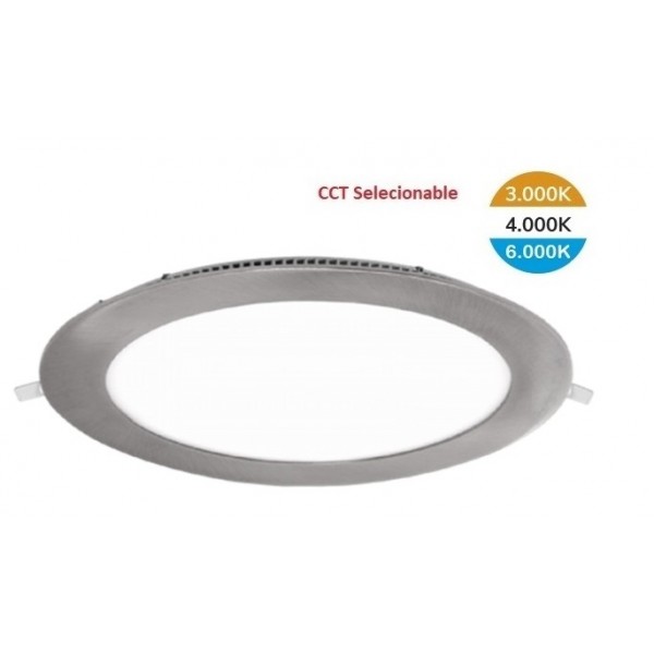 Downlight panel LED Redondo 225mm Niquel Satinado 18W CCT